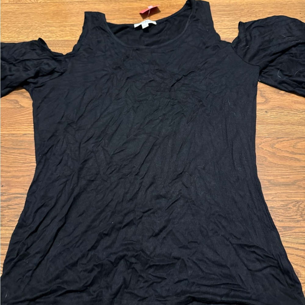 Umgee Black Cold Shoulder Top